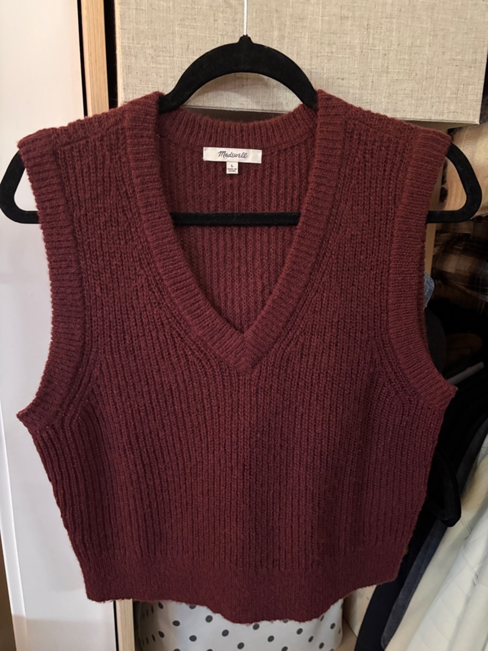 Madewell Women's V-Neck Sleeveless Sweater Vest - Deep Burgundy